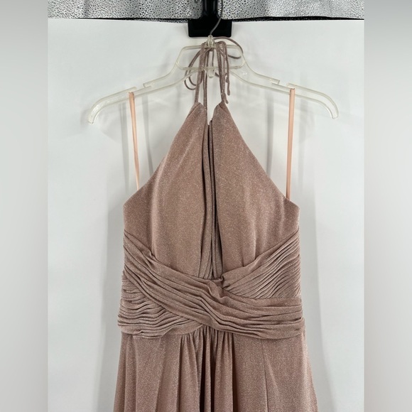 Fancy Schmancy pink halter shimmer maxi dress size 2 - Picture 2 of 7